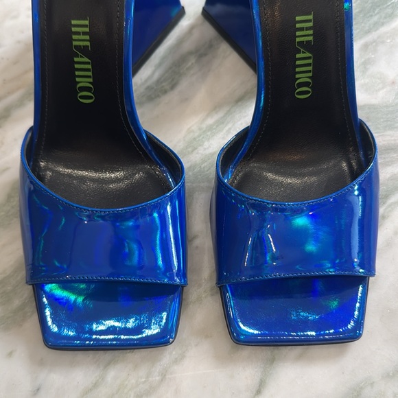 The Attico metallic blue leather mules / heels - Picture 4 of 7